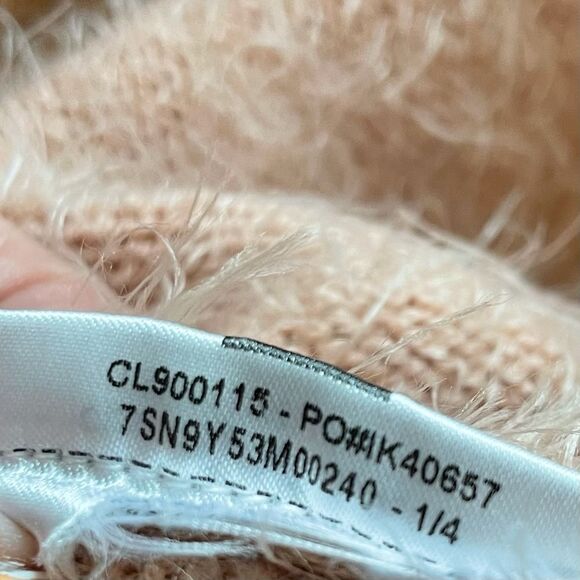 Guess Off The Shoulder Fuzzy Fitted Blouse Blush Pink Size XL - Picture 15 of 16